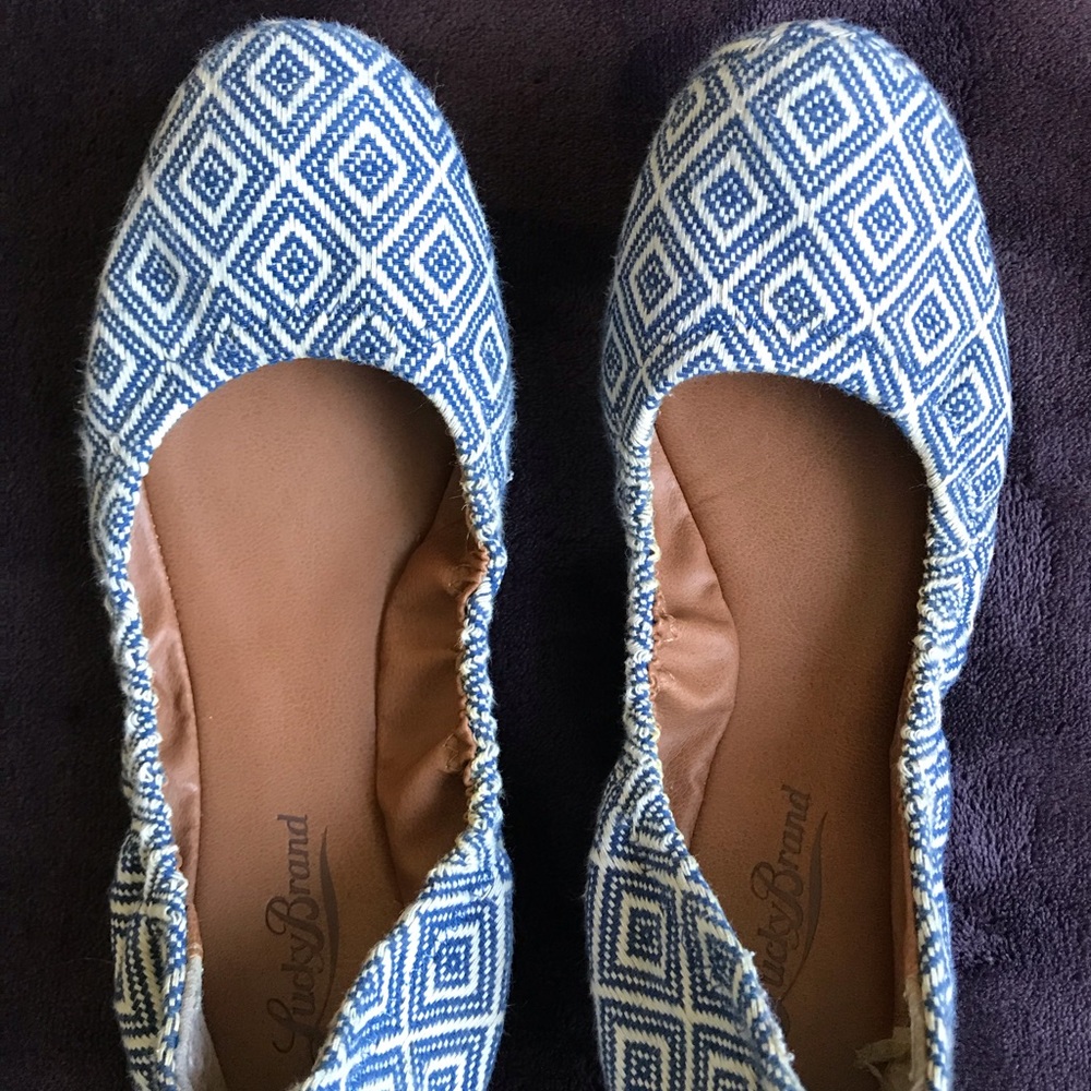 Blue and White Stitched flats